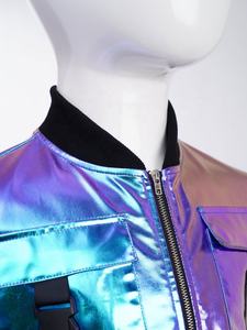 Veste en tissu métallisé pour filles de 6 à 16 ans avec poches à boucle, costumes de scène, décontractée, pour enfants, jazz, hip hop, danse, costumes de danse de salon, latin - Product Image 3