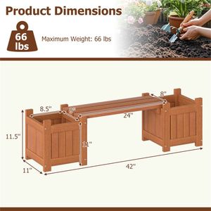 Panca Fioriera 2-in-1 in Legno Massello per Esterni con Finitura Impermeabile per Hotel, Centri Commerciali o Giardini, con Piante in Vaso, Fiori e Alberelli - Product Image 5