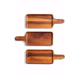 Plateau de service rectangulaire en bois naturel, design minimaliste, plateau en bois massif poli pour la maison, l'hôtel, les fêtes par Curio Craft - Product Image 2
