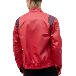 <b>Men's</b> Red <b>Jacket</b> Style Windproof Turn-down Collar Zipper Regular Sleeve Solid Color Autumn Wear - Product Image 4