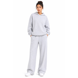 Ensemble de survêtements amples et décontractés pour femmes, avec logo personnalisé, en coton épais, style minimaliste, pour le loungewear, OEM - Product Image 1