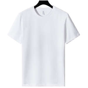 Camiseta deportiva de manga corta con cuello redondo de seda helada 100% algodón, estilo casual de verano, 180 g/m², con logo personalizado OEM, talla grande para hombre - Product Image 3