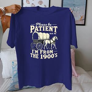 เสื้อยืดผู้หญิงผ้าฝ้ายแท้คลุมด้วยผ้าคอตตอนแท้ดีไซน์วินเทจยุค1900S ใส่สบาย - Product Image 1