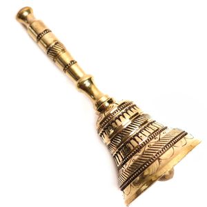 Brass Gold-Plated Polished Pooja Hand <b>Bell</b> | 5.5 Inch | Traditional Design for Home Temple Pooja Mandir Puja Antique Office Use - Product Image 4