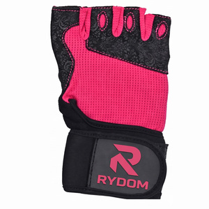 Custom Logo Breathable Pink Cycling Gloves <b>Half</b> Finger Anti <b>Slip</b> Padded Wrist Wrap Gym Fitness Bike Ride Mitts Wholesale - Product Image 2