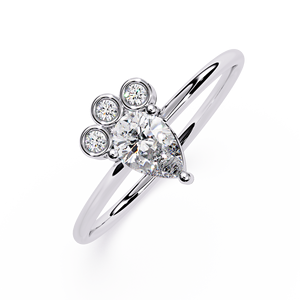 Anillo de Compromiso de Platino con Diamante Corte Pera y Tres Diamantes Redondos Laterales, Certificado GIA, Joyería Clásica para Mujer - Product Image 2