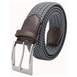 Unisex Adjustable <b>Elastic</b> 110cm Braided Stretch <b>Belt</b> XL Large Size Custom Logo High Quality Cowboy Fashion Woven Alloy for Men - Product Image 1