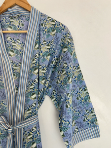 Bata Kimono de Algodón 100% Suave y Transpirable con Estampado de Bloques Tejidos y Diseño de Dibujos Animados para Mujer, Camisón de Verano Hecho a Mano con Cuello en V y Cintura Elástica Completa - Product Image 2