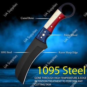 Cuchillo EDC de Acero al Carbono Recubierto de Óxido con Hoja Fija Tipo Pico de Halcón y Agujero para el Dedo, para Caza y Uso Exterior, con Funda para Portación Horizontal, OEM ODM - Product Image 2