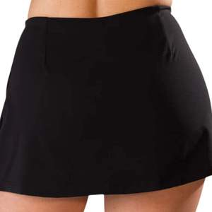 Minifalda Negra de Cintura Alta para Mujer, Corte en A, con Bolsillo, Color Sólido Informal, Tela Elástica, para Todas las Temporadas - Product Image 5