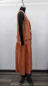 Brown Eyelet Lace Midi <b>Dress</b> <b>Sleeveless</b> V Neck Tie Front A Line Casual <b>Summer</b> Women <b>Dress</b> - Product Image 3