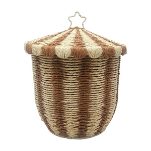 Vintage Red Circus Style Paper Rope <b>Storage</b> Basket with Lid Laundry <b>Hamper</b> for Toys Clothes Organizer Home Use From Vietnam - Product Image 6