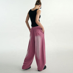 กางเกงวอร์มทรงหลวมสไตล์วินเทจแบบย้อมสีเอซิดสำหรับผู้หญิง ไซส์ใหญ่พิเศษ รับผลิตตามสั่ง ราคาขายส่ง OEM - Product Image 4