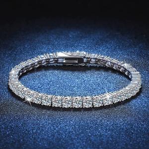 Pulsera de tenis redonda de moissanita, plata de ley 925, chapada en rodio, engaste de garras, joyería fina de lujo, regalo clásico para mujer - Product Image 3