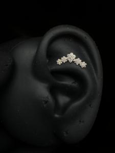Diamond Flower Stud Earring In 14K Solid Gold With Internally Threaded <b>Flat</b> Back Design Dainty <b>Piercing</b> <b>Jewelry</b> For Women Gift - Product Image 1