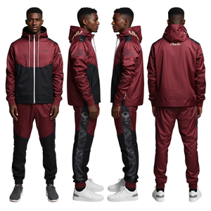Survêtement coupe-vent à capuche de luxe pour homme avec broderie de motif uni haut de gamme, design léger et performant - Product Image 3