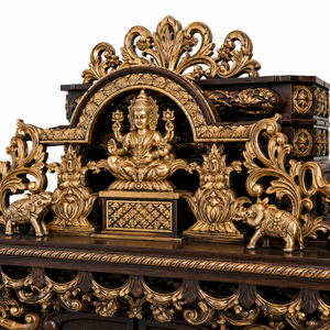 Mandir de prière domestique de luxe en bois massif, fabriqué à la main, avec des sculptures complexes, porte en bois traditionnelle, marque OEM religieuse - Product Image 4