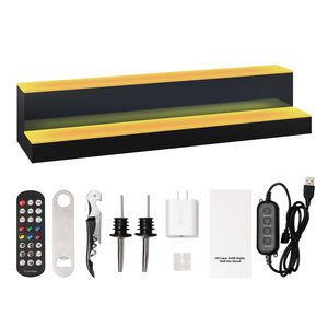 Estante de Bar para Botellas de Licor con Iluminación LED de 2 Niveles y 30 Pulgadas, Control Remoto RF y por Aplicación, 7 Colores Estáticos, Estantes Iluminados para Botellas de Vino - Product Image 1