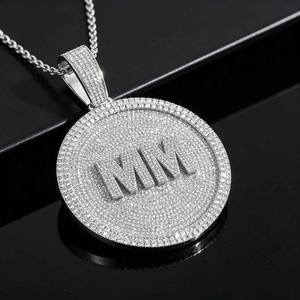 Luxury Moissanite Diamond Round <b>Initial</b> Pendant <b>Necklace</b> 925 <b>Silver</b> Sparkling Letter Charm Elegant Statement Gift For Unisex - Product Image 5