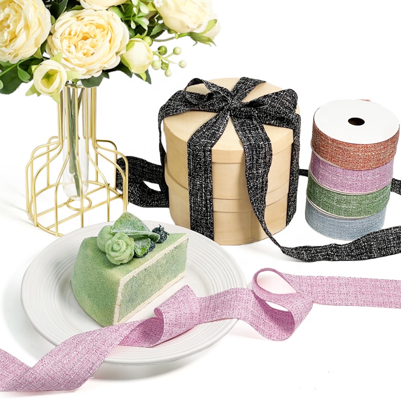 Luxury Pink Boucle Ribbon 1 Inch Wide Textured Woven Trim Elegant Tweed Crafting Ribbon Gift Wrapping