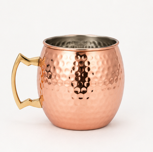 Mug à Moscow Mule en cuivre pur martelé artisanal de qualité supérieure avec poignée en laiton massif, logo personnalisé, qualité alimentaire, pour cocktails et bières - Product Image 3