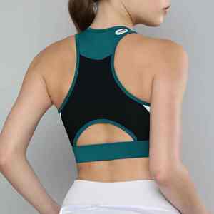 Soutien-gorge de sport pour femme de haute qualité, rembourré, sans couture, push-up, respirant, avec logo personnalisé sur le devant - Product Image 2