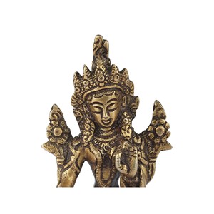 Fait à la main 4 pouces déesse vert Tara Sculpture en laiton article de petite taille fabriqué en Inde pour les cadeaux - Product Image 2