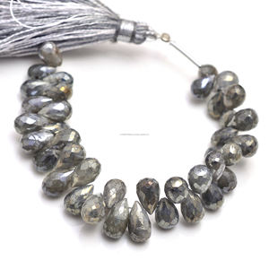 ลูกปัดพลอยสีดำธรรมชาติเกรดพรีเมี่ยมรูปทรงหยดน้ำ7x5mm-9x6mm พลอยขนาด4นิ้วสำหรับทำเครื่องประดับ - Product Image 1