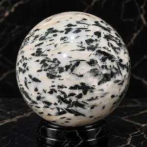 Wholesale Natural Green Tourmaline in Quartz <b>Sphere</b> <b>Ball</b> Large Polished Crystal Orb Valentine's Day Thanksgiving Handmade - Product Image 1