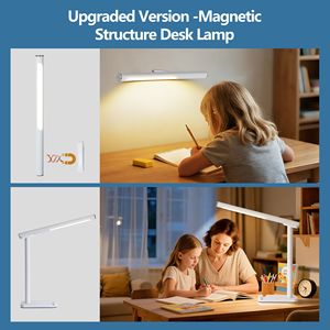 Lampe de bureau LED réglable à 360° avec port de charge USB, 5 modes d'éclairage, intensité variable, en aluminium, pour lecture et travaux manuels au chevet - Product Image 2