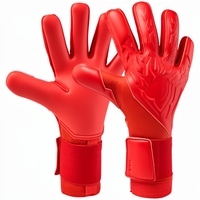 Gants de gardien de but de football rouges, paume en silicone, fermeture auto-agrippante, unisexe, respirants, antidérapants - Product Image 1