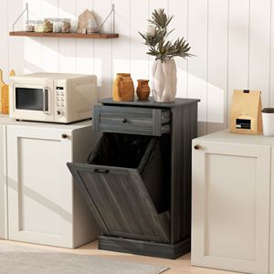 Mobile da Cucina Indipendente Grigio Antracite con Cestino Ribaltabile e Cassetto per Stoccaggio - Product Image 2