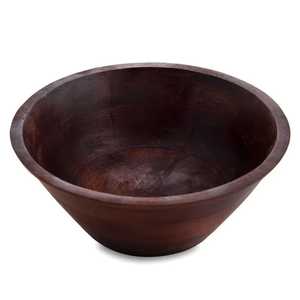 Modern Straight Edge Solid Wood Salad Bowl Flat Bottom Wooden Fruit Serving Basin Minimalist Kitchenware - Product Image 5