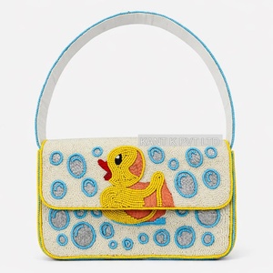 Beaded Fish Pattern Women's Bohemian Style Single <b>Strap</b> <b>Handbag</b> Cartoon Design Daily Use White Green Handle Valentine's Day - Product Image 6
