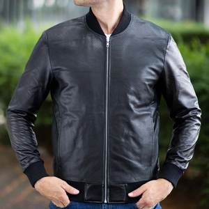 Nueva Chaqueta Negra con Cierre y Logotipo Personalizado para Hombre, Cuello Redondo, Chaqueta de Cuero para Hombre, Chaquetas de Alta Calidad para Invierno - Product Image 3