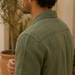 Camisa de Lino de Manga Corta para Hombre - Camisa de Lino Suave con Certificación OEKOTEX para Uso Diario Informal - Product Image 4