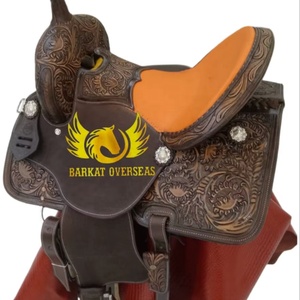 Custom Brown <b>Tooled</b> Orange Seat New Genuine <b>Leather</b> Western Horse Saddle Portable Riding Durable horse equipments - Product Image 1