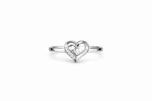 Bague en argent sterling 925 plaqué rhodium, cœur serti de zircon, design minimaliste tendance, argent massif pour femme, bijoux de mode pour tous les jours - Product Image 3