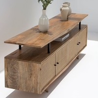 Meuble TV en rotin Vandana Novara Arista, console de divertissement moderne en rotin naturel tressé