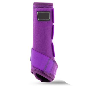 Protège-jambe pour cheval en néoprène violet, couleur unie, avec attaches velcro pour un soutien optimal en écurie - Product Image 1