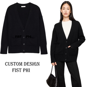 เสื้อคาร์ดิแกนคอวีแขนยาวผ้าแคชเมียร์สำหรับผู้หญิง สวมใส่ได้ทุกฤดู - Product Image 2