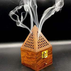 Hand-Made Bronze <b>Incense</b> <b>Burner</b> With Geometric Cutouts And Greek Key Pattern Black Aromatic Holder For <b>Chinese</b> <b>Incense</b> - Product Image 2