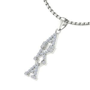 Silver Vertical Letter <b>Necklace</b> Women Elegant Crystal Pendant Jewelry Fashion Accessory <b>Statement</b> <b>Necklace</b> Gift Daily Wear - Product Image 3