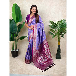ผ้าไหมทอซารีลายลาเวนเดอร์ แบรนด์อีลิท วีฟส์ น้ำหนัก 650 กรัม เสื้อผ้าอินเดียและปากีสถาน - Product Image 2
