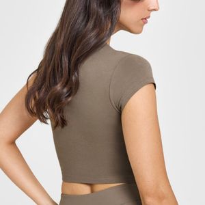 T-shirts courts personnalisés pour femmes avec logo – Vêtements de sport, tenues de gym, yoga, entraînement – T-shirts ajustés de haute qualité – Vente en gros, fournisseur OEM - Product Image 2