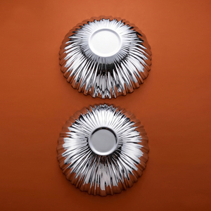 Modern Two Piece Ribbed Metal Chocolate <b>Tray</b> Bowl Set With <b>Mirror</b> Finish, Ideal For Wholesale Luxury Dining Home Tableware - Product Image 5