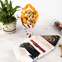 Boîte à cornets en papier pour gaufres bulles, personnalisable avec logo, pré-pliée, support pour gaufrettes, manchon d'emballage anti-graisse pour frites et crème glacée