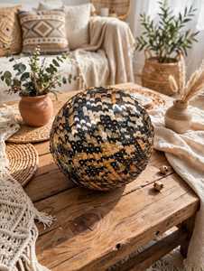 Sphère décorative bohème en métal à sequins, faite à la main pour la décoration intérieure, les mariages et les accents de table - Product Image 1
