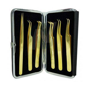 Pince à épiler de luxe en acier inoxydable durable, pointe ultra-fine pour extensions de cils 3D/6D, design doré, longueur 10 mm - Product Image 5