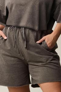 Custom Made 100% Cotton Acid Wash Solid Embroidered Lace Women's 2-Piece Regular Fit Silk Screen Printed Logo Jogging Shorts <b>Set</b> - Product Image 4